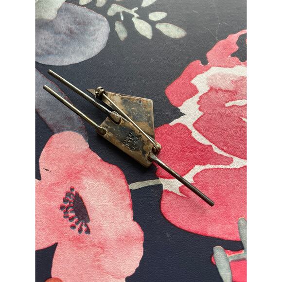 MCM Modernist 925 TaxCo Mexico Sterling Silver Black Onyx Pin/Brooch Vintage - Picture 2 of 5